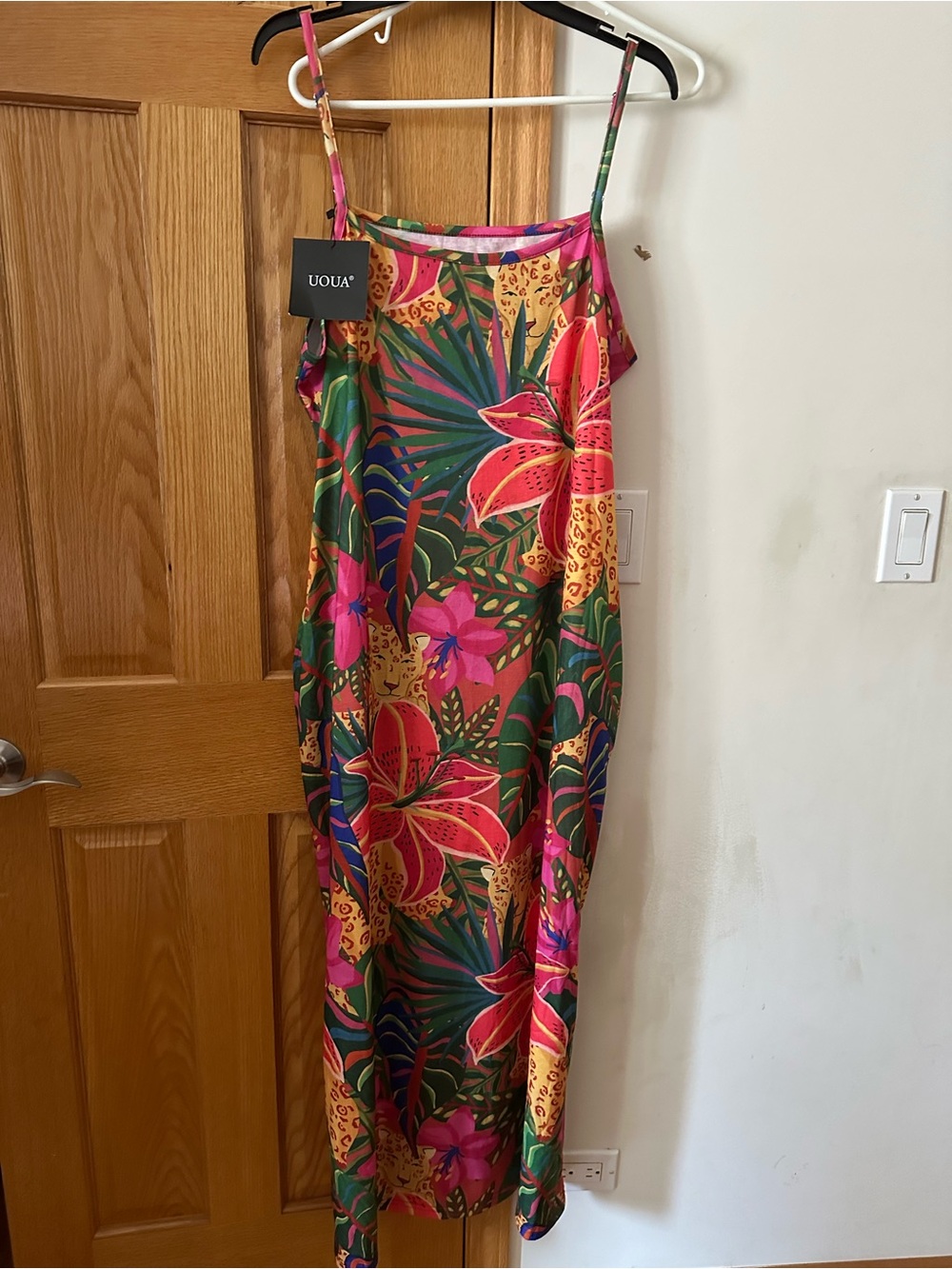 Pink Tropical Floral Maxi Slip Dress
